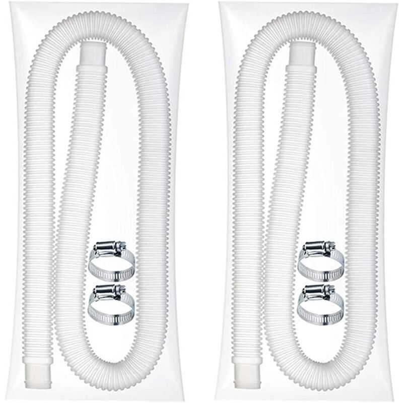 Schwimmbad-saugschlauch 32 Mm – Länge 1,5 M – 2 Flexible Schläuche Mit 4 Metallklammern – Kompatibel Mit Pumpen 330/530/1000 Gph