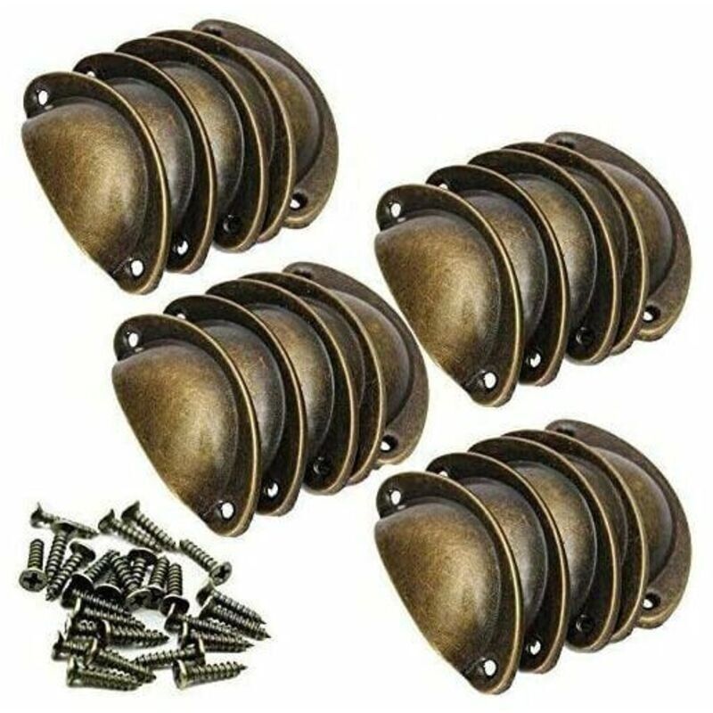 20 Vintage Muschelgriffe Für Schubladen, Schränke, Türen Und Möbel, Küche, Eisen, Schrankknöpfe Mit Schrauben, 82 Mm, Antikmessing