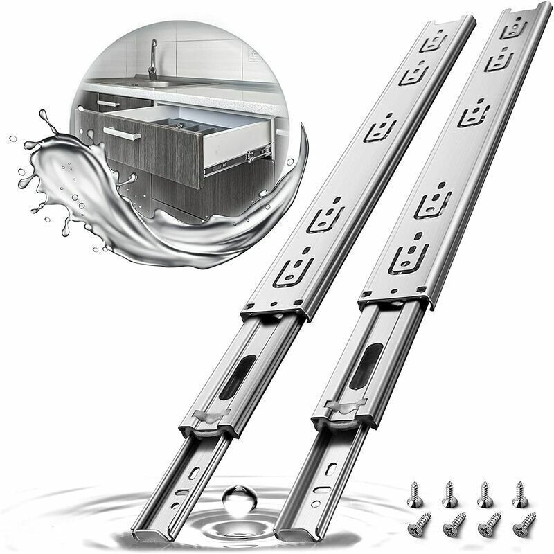 Kugellager-schubladenschienen Aus Metall, 300 Mm, Edelstahl, Tragfähigkeit 45 Kg, 1 Paar (2 Stück)