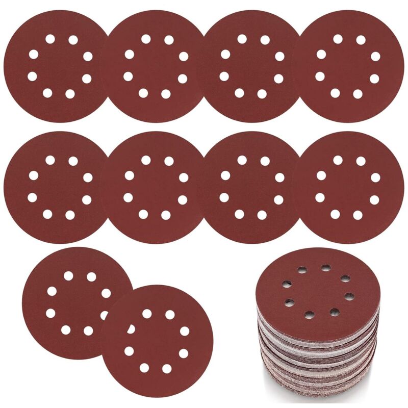 15 Stück Schleifscheiben 125 Mm/5 Zoll, Schleifpapier Korn 60, Schleifblätter Mit 8 Löchern, Schleifpads Für Exzentrische Wandschleifer