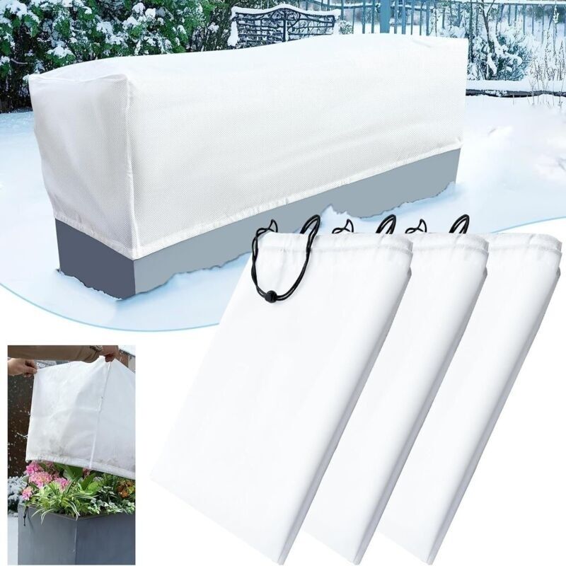 3er-set Rechteckige Pflanzenabdeckungen Mit Kordelzug. Winterschutz Vor Frost Und Kälte 100x40x45cm
