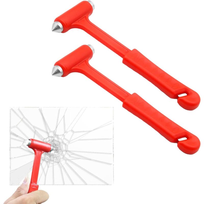 2er-set Autosicherheits-hämmer, 2-in-1 Glasbrecher Mit Notfall-gurtabschneider, Evakuierungswerkzeug, Auto-fensterhammer, Werkzeug Zum Durchschlagen Von Fenstern