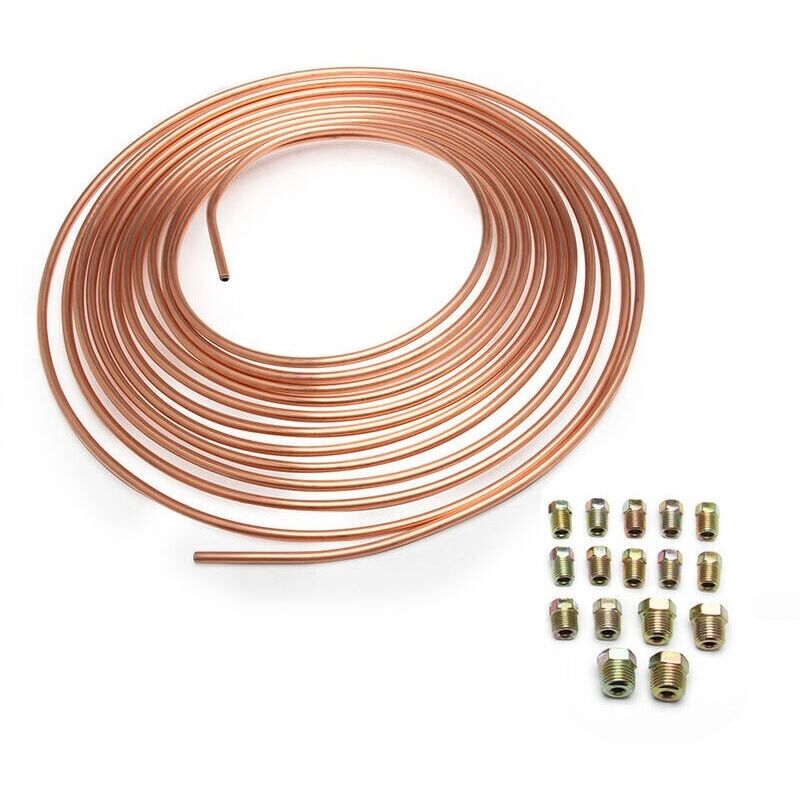 Kupfer-nickel-rohrspule 3/16 Zoll Außendurchmesser, 25 Fuß – Wandstärke 0,70 Mm – Montageset Mit 16 Verbindungsstücken – Für Bremsleitungen