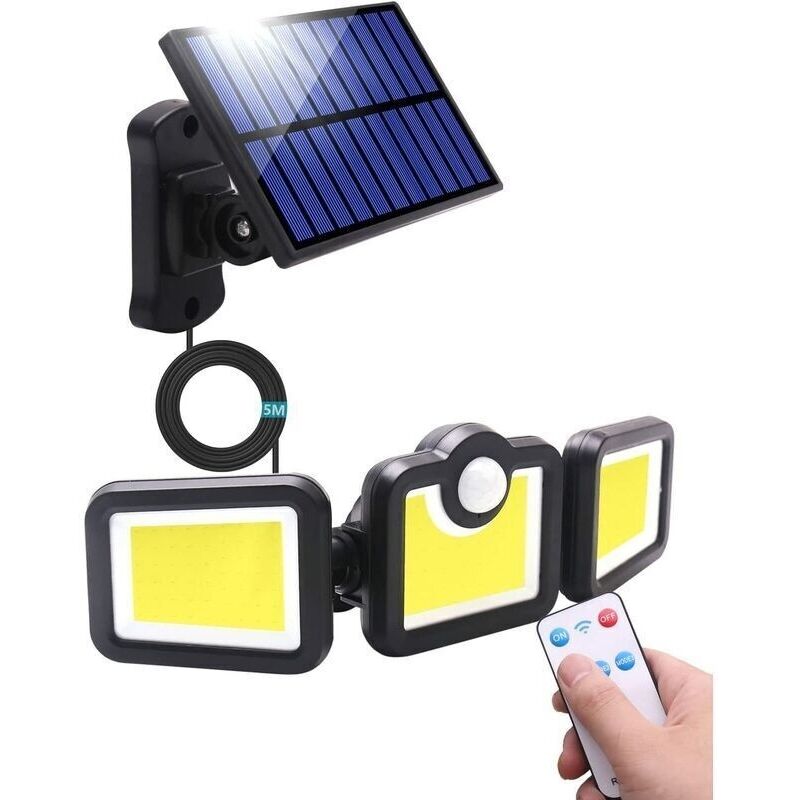 Solare Außenleuchte Mit Bewegungsmelder, 171 Led Solarlicht Mit Fernbedienung. Ip65 Wasserdichte Leuchte Mit 3 Beleuchtungsmodi Für Garten, Garage, Carport, Terrasse Und Haus