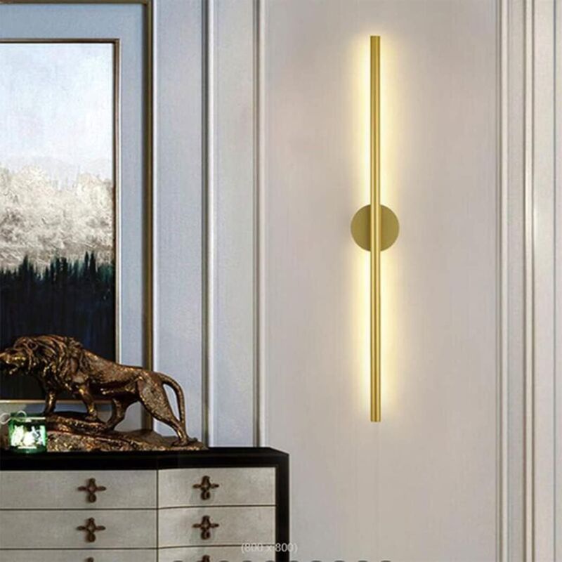 Lange Led-wandleuchte, Modernes Schlichtes Aluminium-innenwandlicht Für Nachttischdekoration, Lineare Hintergrund-kerzenlampe Für Schlafzimmer Und Wohnzimmer, Gold A, 60cm [energieeffizienzklasse A+++