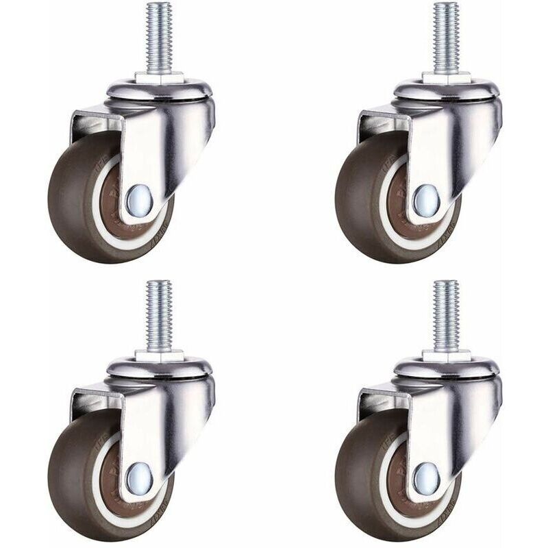4 Stück Drehbare M8x20mm Rollen, Gummireifen Durchmesser 38mm Für Möbel, Babybett, Wagen