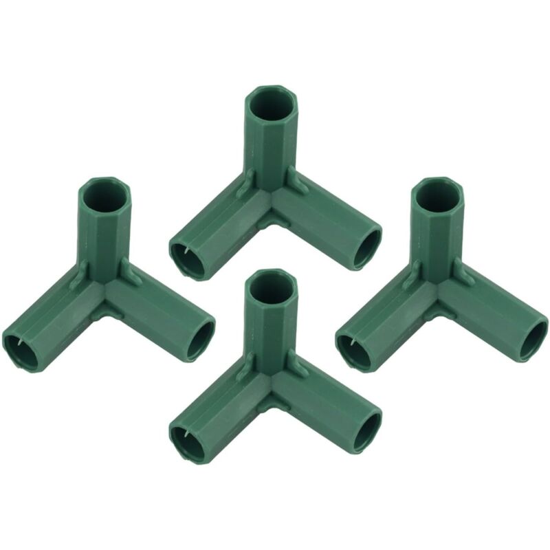 Satz Von 4 Kunststoff-rahmenverbindern Für Gartenüberdachung, Kletterpflanzen, Kompatibel Mit 16 Mm Gewächshausstützen (rechtwinklige 3-wege-verbindung)