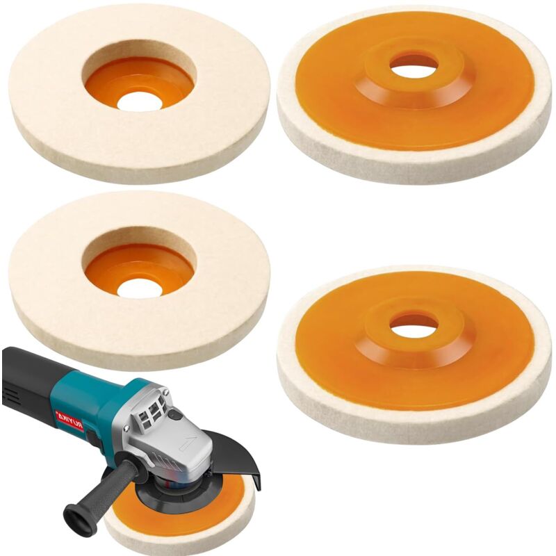 8 Stück Polierscheiben Für Winkelschleifer 125 Mm – Filz-wollradsatz Mit Bohrung Für Glas, Keramik, Kunststoff, Metall Und Marmor
