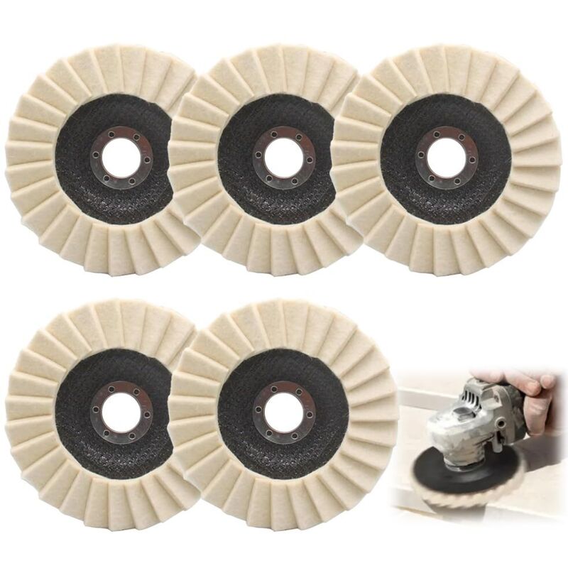 Polierscheibe 125 Mm X 22,2 Mm, 5 Stück Filz-polierscheiben, Polierscheibe Für Winkelschleifer, Wolle-filz-polierscheibe Für Bohrmaschine, Metall, Holz, Stein, Marmor