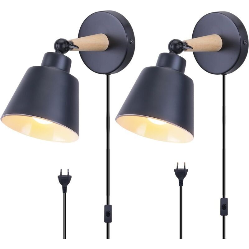 2er-set Vintage Industrie Wandlampen Deckenstrahler E27 Aus Metall, Verstellbare Innen-wandleuchte Im Retro-stil Für Schlafzimmer Und Restaurant, Mit Schalterkabel [energieeffizienzklasse A]