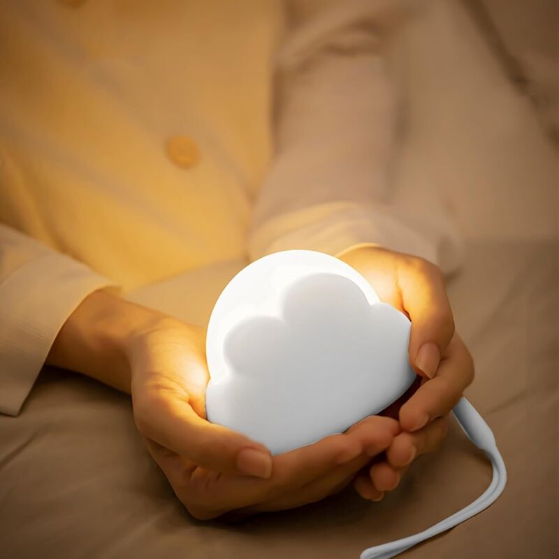 Kinder-nachtlicht, 4 Helligkeitsstufen Led-wolken-nachtlicht Mit Silikonkordel, Wiederaufladbare Nachttischlampe Für Kinder, Jungen Und Mädchen, Dekorative Beleuchtung Für Babyzimmer (weiß)