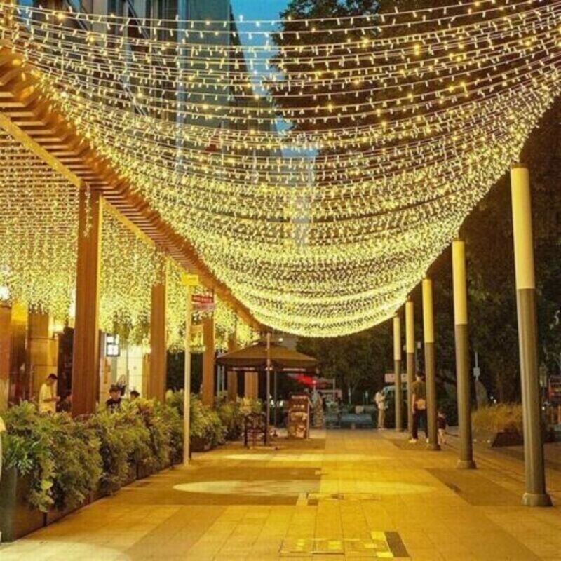 100m Außen-lichterkette Mit 1000 Leds – Warmweißes Licht 3000k – Wasserdicht Ip67 – Dekoration Für Hochzeiten Und Veranstaltungen