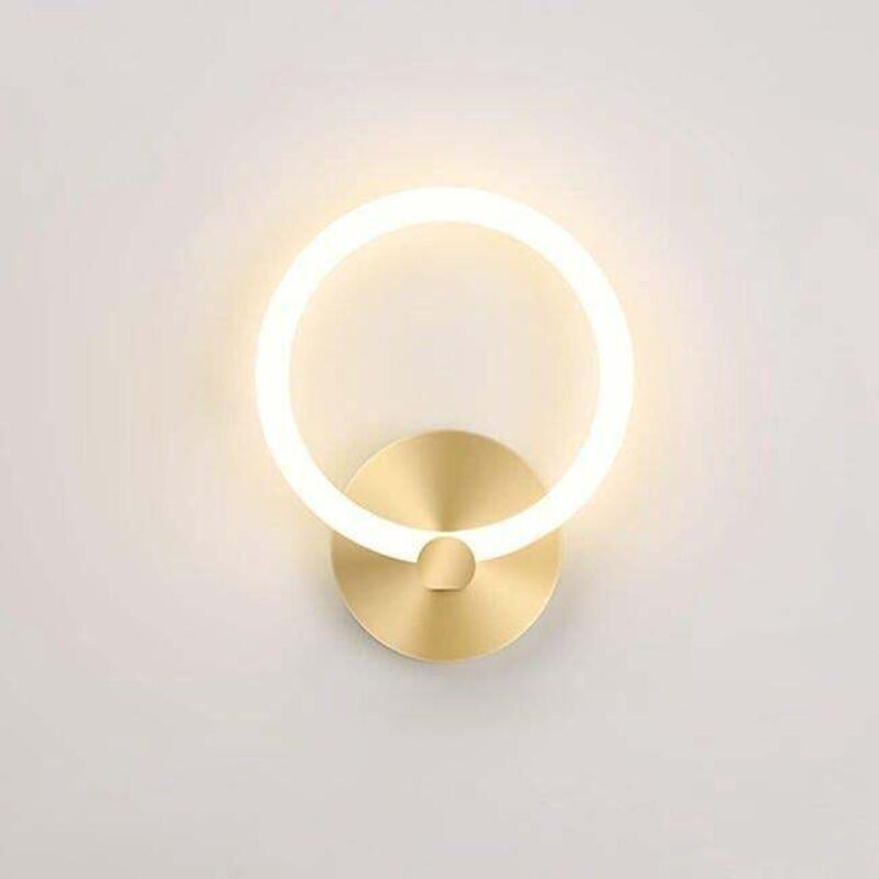 Moderne Goldene Led-wandleuchte Für Innen, Runde Nachttischlampe 19 Cm, Wandleuchte Für Wohnzimmer, Flur, Schlafzimmer-dekor. 10w (3000k Warmweiß). Gold