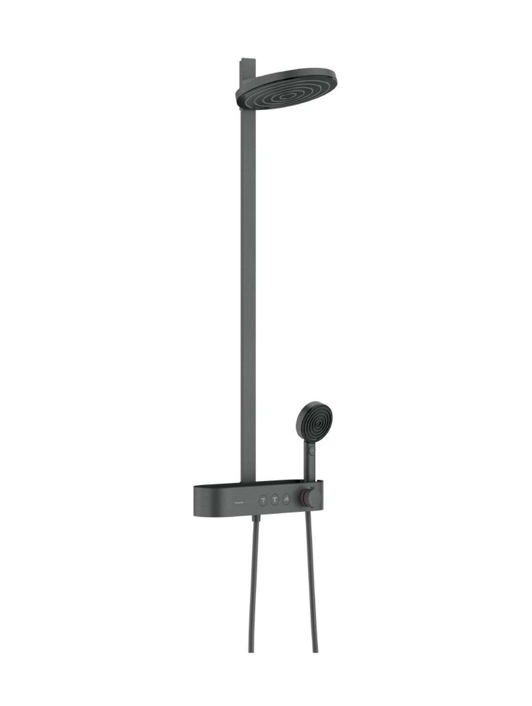 Hansgrohe Pulsify S - Brauseset Mit Thermostat, Durchmesser 26 Cm, 3 Strahlarten, Ecosmart, Schwarzchrom Gebürstet 24241340