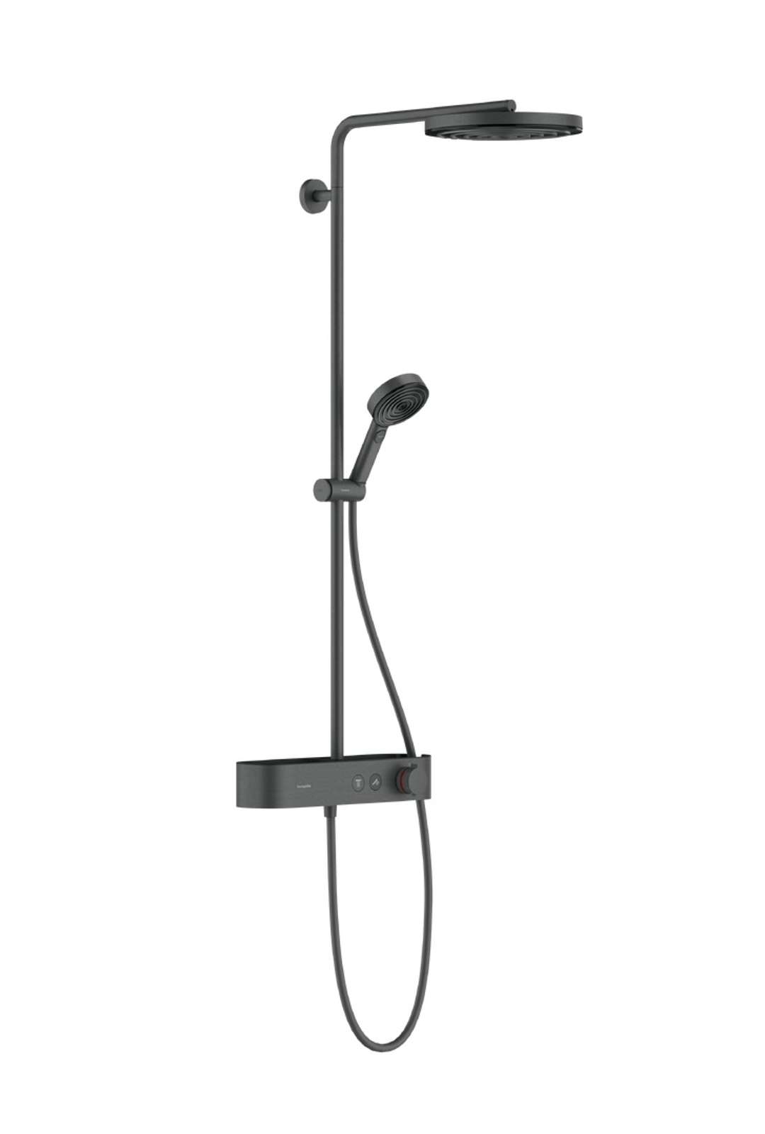 Hansgrohe Pulsify S - Brauseset Mit Thermostat, Durchmesser 26 Cm, 3 Strahlarten, Ecosmart, Schwarzchrom Gebürstet 24221340