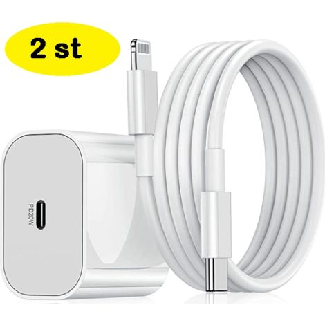 2er-pack Schnellladegeräte Für Iphone, 20-w-usb-c-netzteil + Kabel, Weiß