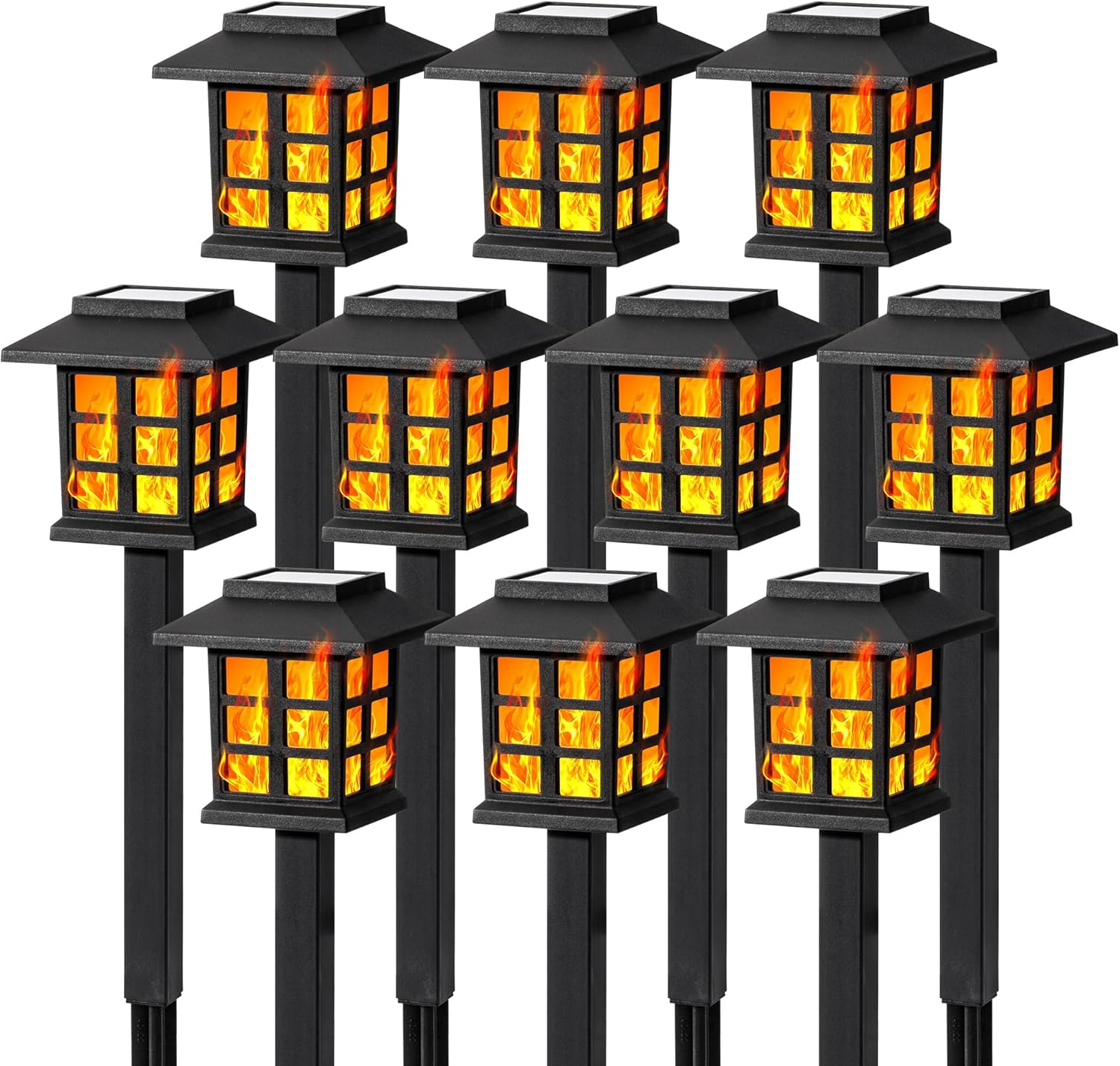 Solar Lights For Outside,10 Pack Flickering Flame Led Solar Outdoor Lights, Waterproof Solar Garden Lights Maintain 10 Hours Of Lighting For Christmas, Garden, Landscape, Path, Yard, Patio