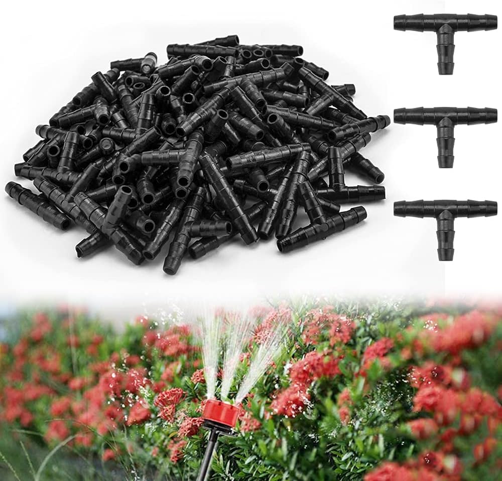 100 Pcs Irigation Jardin Goute A Goute En Plastique 4/7 Mm Réglable Raccord D'Irrigation Leakproof Tee Connecteurs De Tuyaux Économie D'Eau Pour Systèmes D'Arrosage Jardiner Pelouse