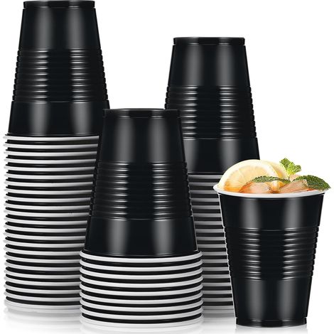 Set Mit 50 Bechern, Pp-kunststoff, 473 Ml, Schwarz, Rutschfest, Stapelbar, Für Hochzeiten Und Partys