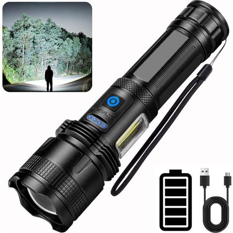 Extrem Leistungsstarke Led-taschenlampe, 100.000 Lumen, Wiederaufladbar, Superhell, 7 Leuchtmodi, Lange Akkulaufzeit