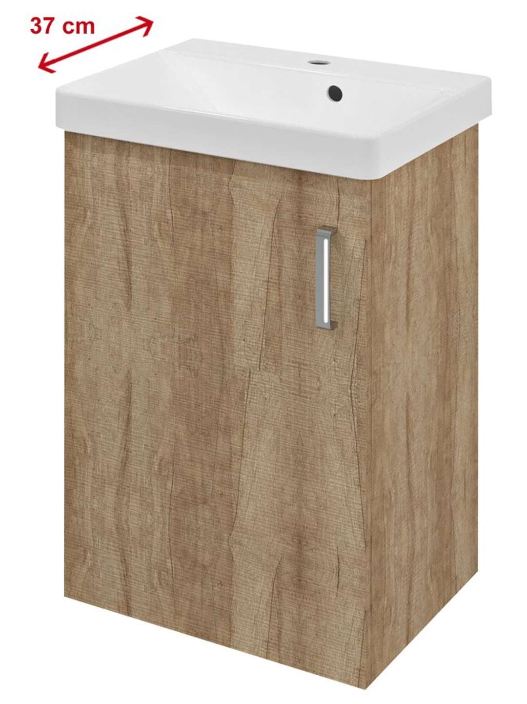 Sapho Theia - Waschbeckenunterschrank 51 X 70 X 35 Cm, 1 Tür, Links, Eiche Alabama Th057-2222