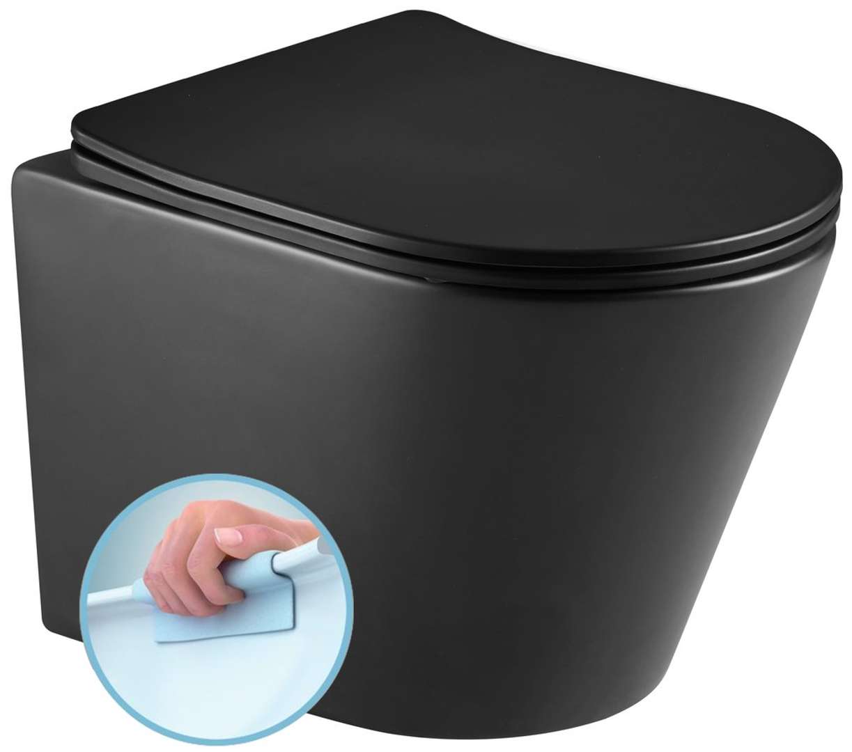 Sapho Paco - Wand-wc, Rimless, Schwarz Matt Pz1012wrb