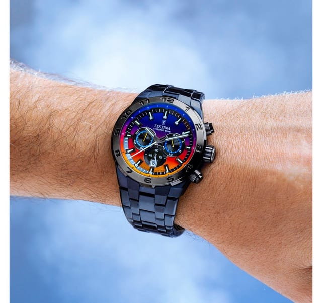 Festina Chronograph Chrono Bike 2024 - Special Edition F20709/1, (Set, 3-tlg., mit Wechselband und Werkzeug), Quarzuhr, Armbanduhr, Herrenuhr, Edelstahlarmband