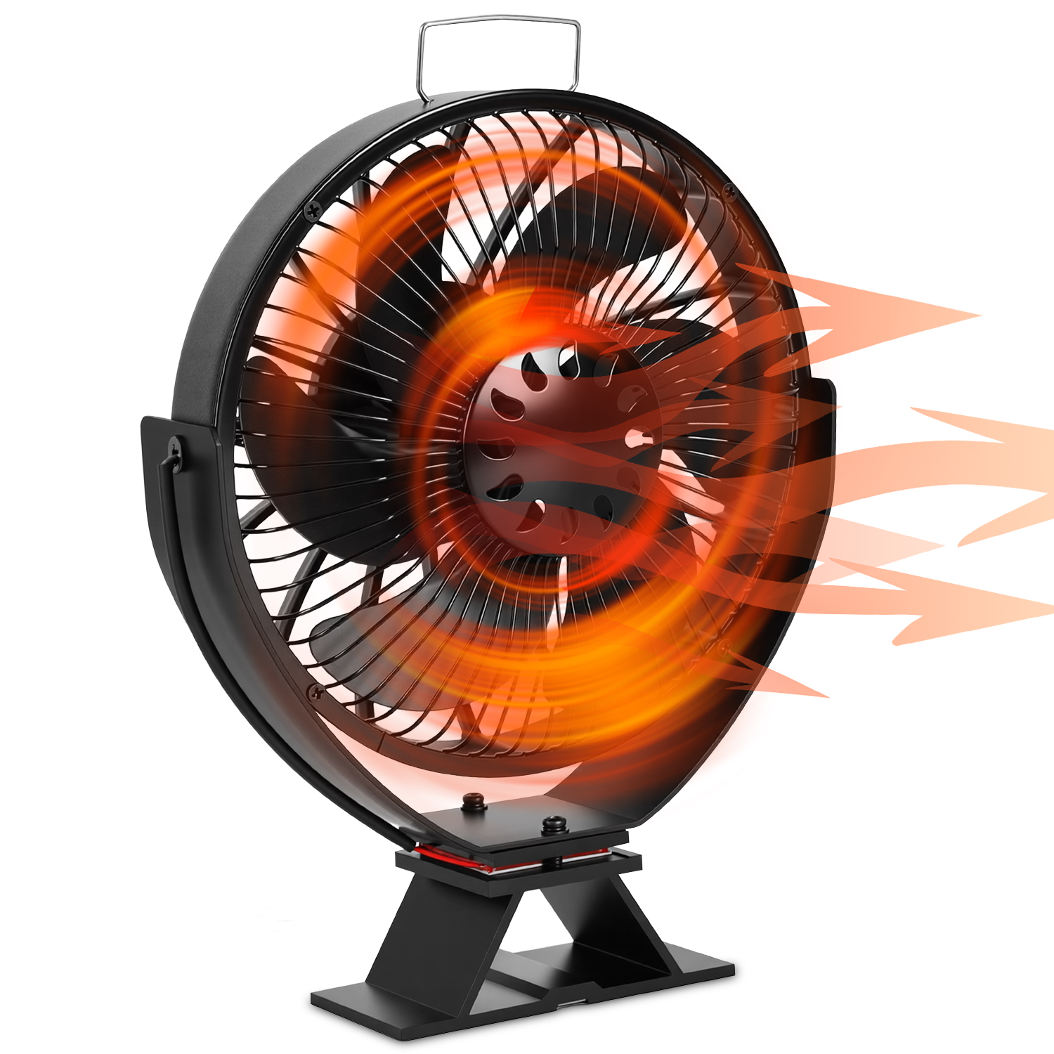 Jiubiaz Kaminventilator 6 Flügel, Kaminofen Ventilator Winkelverstellbar Mit Schutzgitter, Wärmebetriebener Ofenventilator Ohne Strom, Für Holzofen