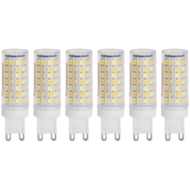 6er-pack Led-g9-glühbirnen, 9w, 220v, Dimmbar, Warmweiß, Für Kronleuchter, Deckenleuchte Oder Wandleuchte.