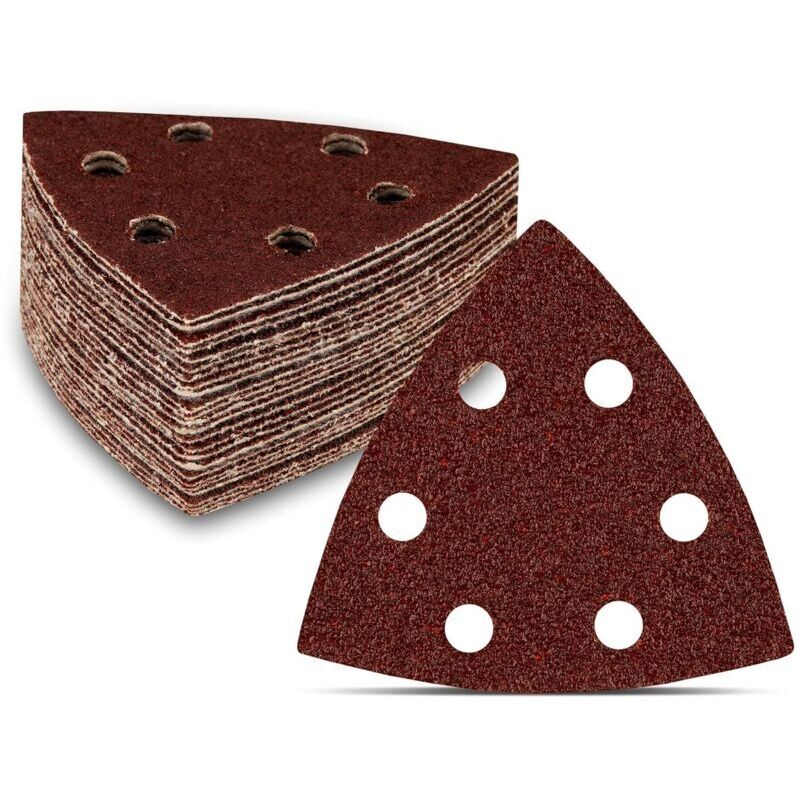 50 Stück Dreieck-schleifpapier, 6 Löcher, 93 X 93 X 93 Mm, Körnung 40, Für Deltaschleifer, Schleifblätter, Schleifpapier
