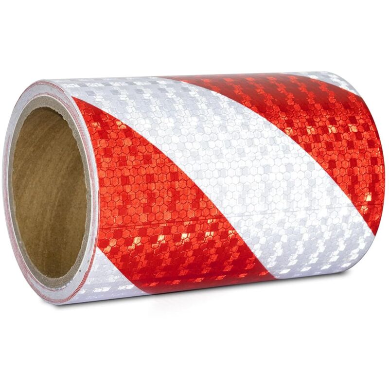 Klebstoff Rotes Und Weißes Reflektierendes Band 15 Cm X 10 M, Selbstklebendes Reflektierendes Band, Wasserdicht, Für Fahrzeuge, Autos, Anhänger, Außenbereich