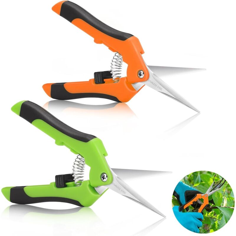 2 Stück Gartenschere, Ergonomische Schere Mit Edelstahlklinge Für Äste, Blumen, Rosen, Früchte, Pflanzen, Bonsai, Einfach Zu Verwenden