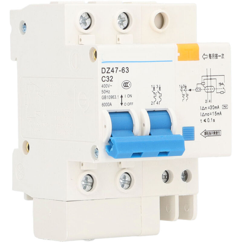 Kleiner Fi-schutzschalter Mit 30ma Schutz, 400v, 2p+n, 32a, Dz4763 C32