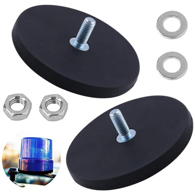 2 Stück Starke Gummimagnete Ø 66 Mm Mit Innengewinde M6, Langlebige Starke Magnete, Haftkraft 30 Kg Für Außenbereich, Kameras