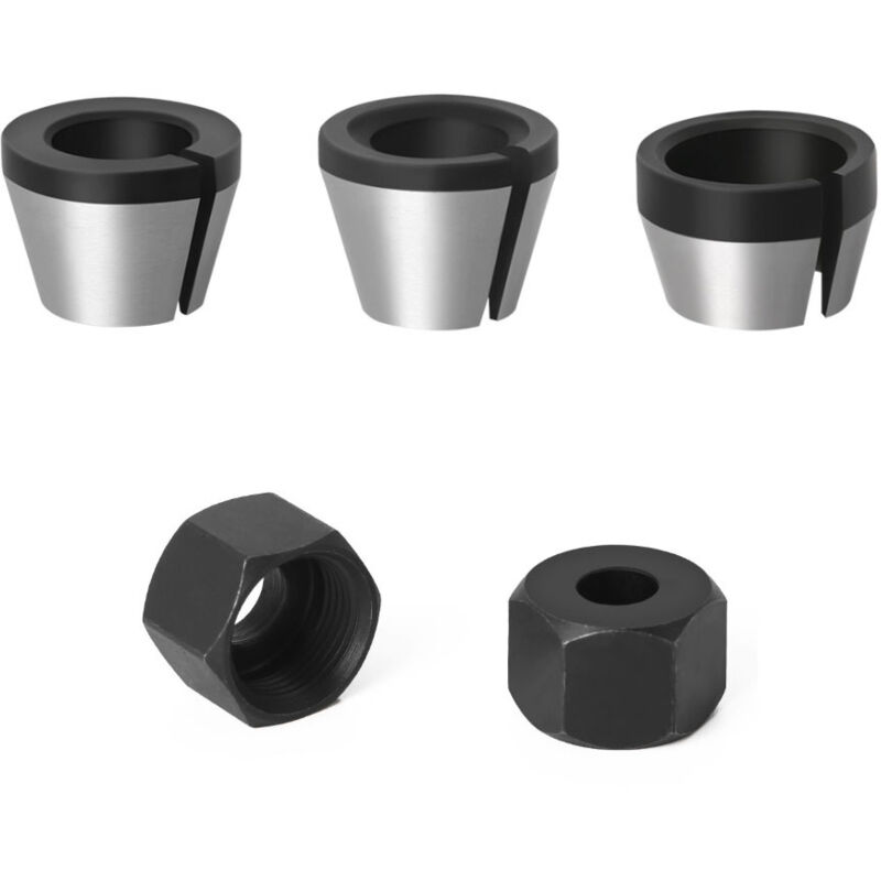 3 Stück Hss-spannfutterköpfe, 6 Mm 6,35 Mm 8 Mm Spannzangenfutter Für Fräser, Futteradapter Mit 2 Muttern, Für Elektrische Kantenfräse Und Spannzangenhalter