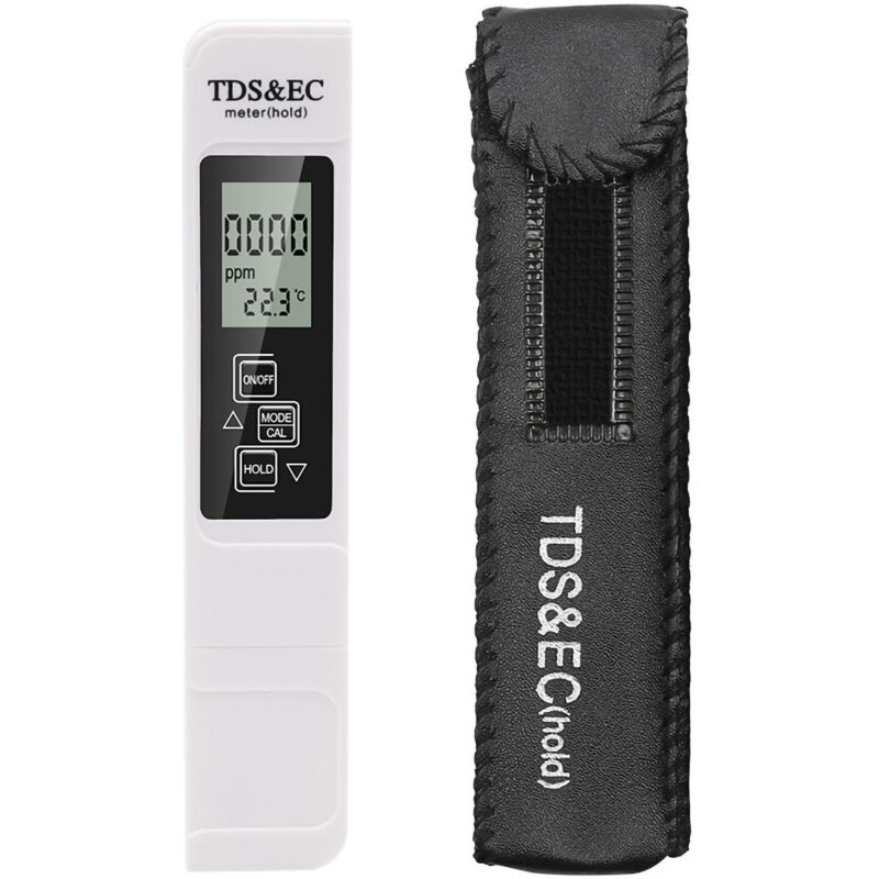 Tragbares Kompaktes 3-in-1-tds/ec-messgerät Mit Lcd-display, Temperatur- Und Wasserqualitäts-teststift Für Aquarium Und Pool, Weiß