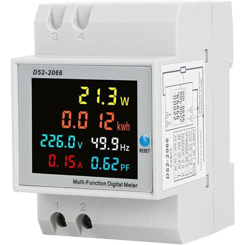 6-in-1 Digitaler Energiezähler Ac 40-300v 100a – Leistungsmessung 0-30000w Und Kwh – Voltmeter Amperemeter Din-schiene – Hochauflösendes Lcd-display - Ac40-300v