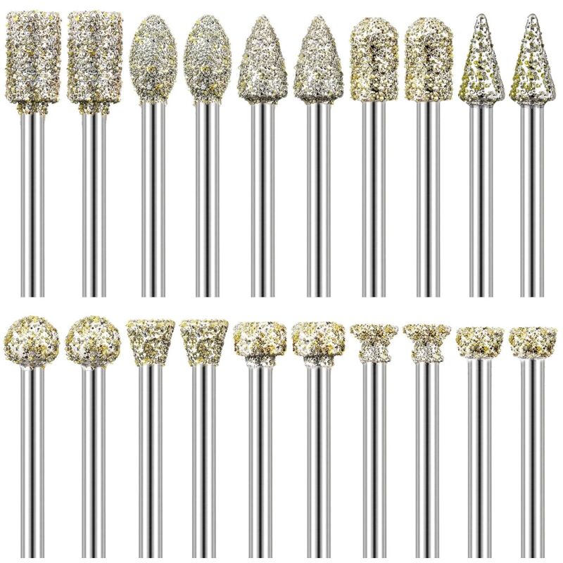 Set Mit 20 Diamantbeschichteten Fräsern, Schaft 1/8", Kompatibel Mit Dremel, Zum Schnitzen, Gravieren, Schleifen Und Polieren Von Stein, Gestein, Glas Und Keramik