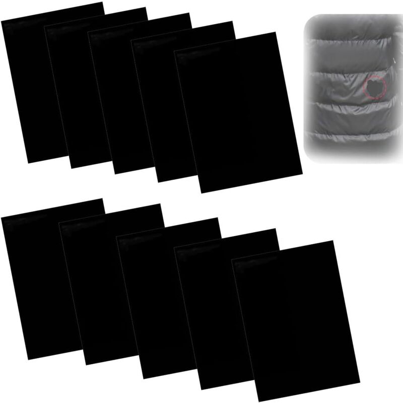 10 Stück Nylon-selbstklebepatches 20 X 15 Cm - Reparaturpatch Für Daunenjacken Und Regenbekleidung - Schwarzer Nylon-selbstklebepatch Für Zelte, Daunenjacken, Schlafsäcke, Taschen