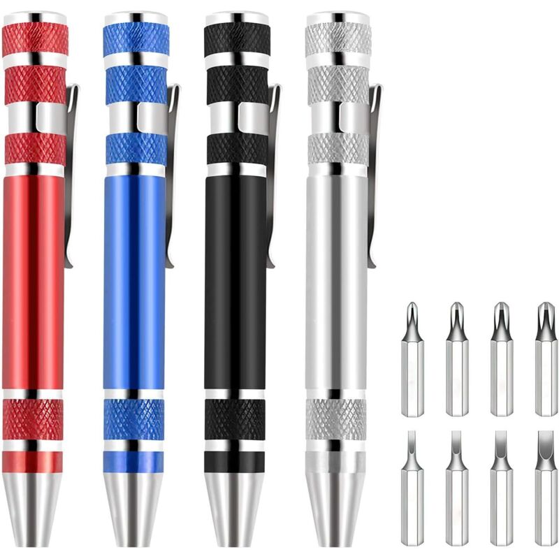 4er-set Mini-schraubendreher 8-in-1 – Taschenschraubendreher – Tragbarer Magnetischer Schraubendreher – Kreuzschlitz-schraubendreher – Schlitz-schraubendreher – Für Reparaturen Und Manuelle Installati