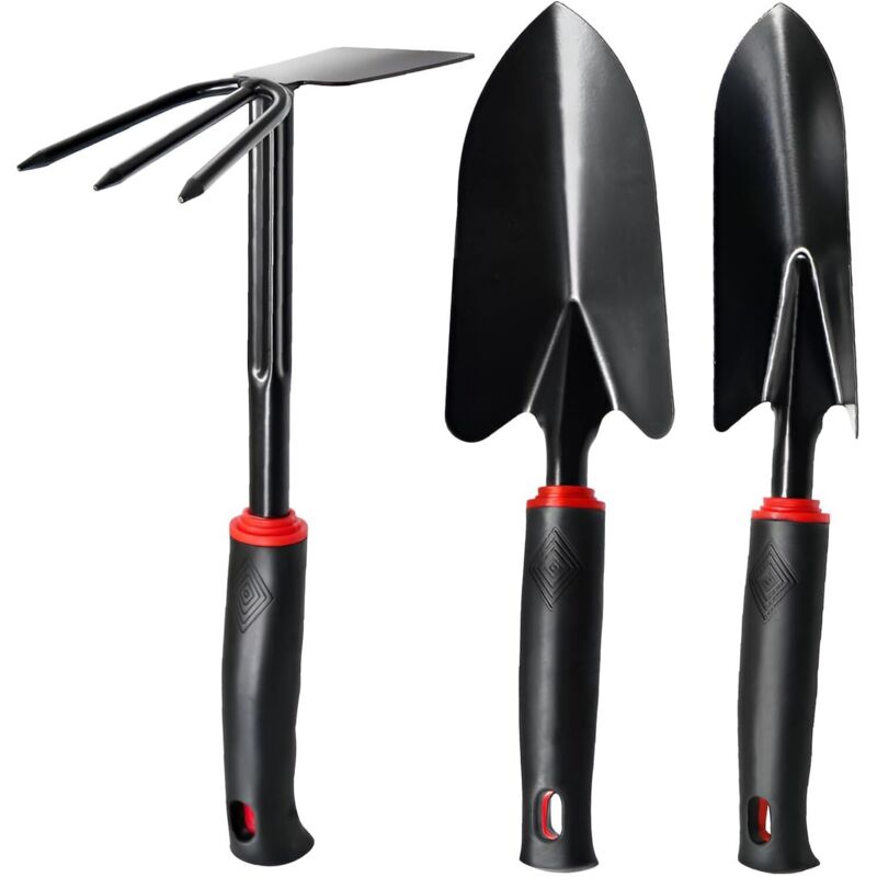 3-teiliges Gartenwerkzeug-set Mit Rutschfestem Griff – Professionelles Kit Aus Edelstahl Für Pflanzen, Ausgraben Und Zonierung (schaufel, Verpflanzer, Doppelhacke)