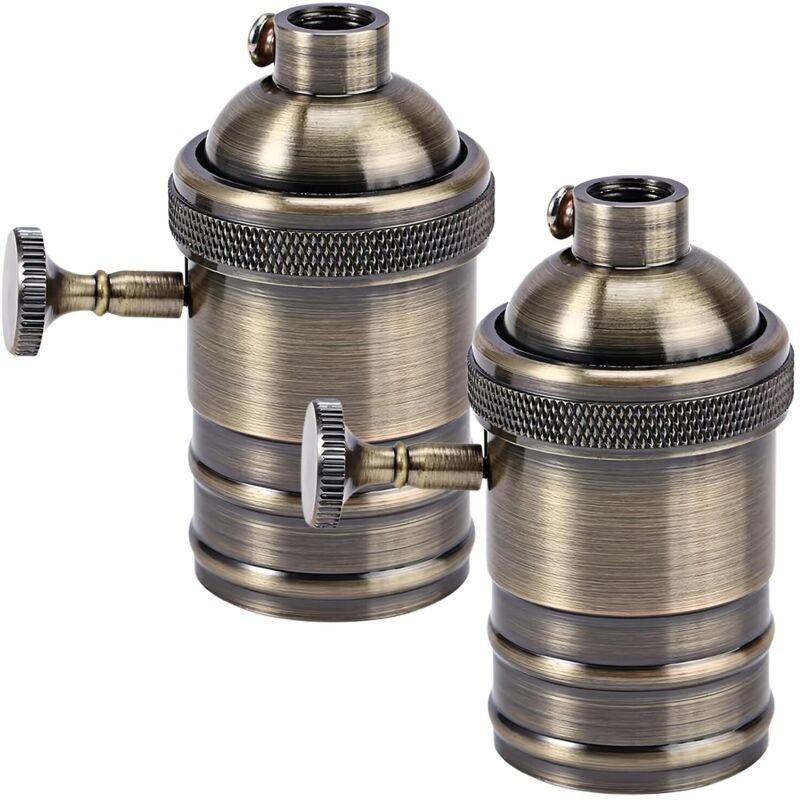 2er-set Vintage-lampenfassungen Aus Aluminium: 220 V E27 Bronze Mit Drehschalter, Adapter Für Led-deckenleuchten, Glühbirnen-dekoration Im Retro-stil, Zubehör Für Bühnen Und Bars