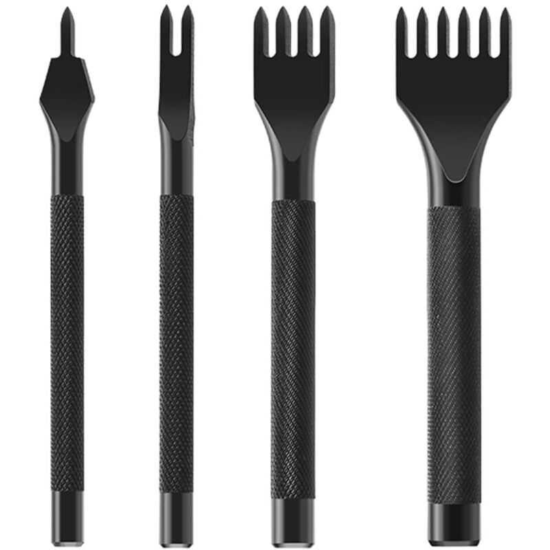 Lederwerkzeug 1/2/4/6 Zinken Diy Schnürung Nähen Perforation Loch Sets Lederhandwerk (3 Mm) Schwarz Kohlenstoffstahl
