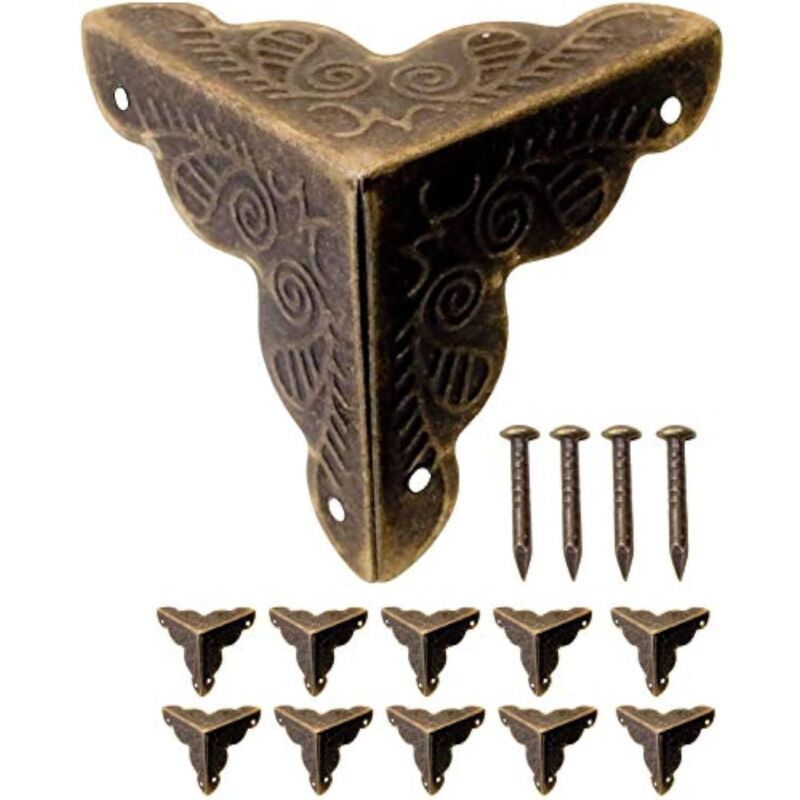 10 Eckbeschläge Für Möbel, Antikes Design, Metall, Kantenschutz-ecken Für Kisten Und Möbel Im Vintage-stil, Altes Messingdesign, Nägel Inklusive