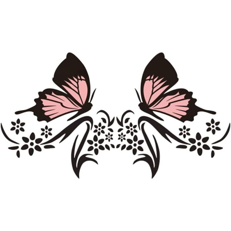 (noir + Rose) 2 Stück Autohaubenstreifen-aufkleber, Schmetterling Blumen Grafik Aufkleber Wasserdichter Karosserieaufkleber Für Autos Suvs Lastwagen Computer