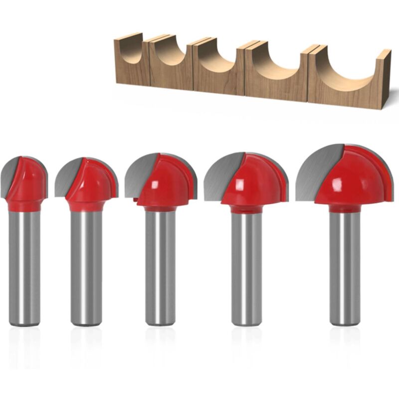 5 Stück Holzfräser Mit Abgerundeter Spitze, 8 Mm Oberfräser, Feingravur-fräser, Holzbearbeitungs-werkzeug Zum Fräsen Und Hobeln (5)