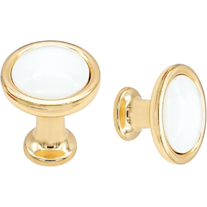4 Stück Schubladenknöpfe, Möbelknöpfe In Weiß Und Gold, Türknöpfe Für Schränke, Runde Möbelgriffe Mit 8 M4-schrauben Für Kommode, Schrank, Schranktür - 30 30 Mm