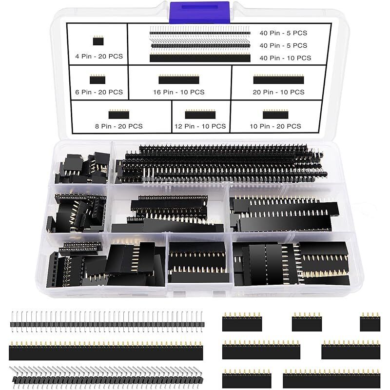 130-teiliges 2,54 Mm Pcb-stiftleisten- Und Buchsenleisten-set, Männliche Und Weibliche Pin-header- Und Sockelleisten Im Streifen, Für Arduino Stapelbare Shields (4/6/8/10/12/16/20/40-polig)