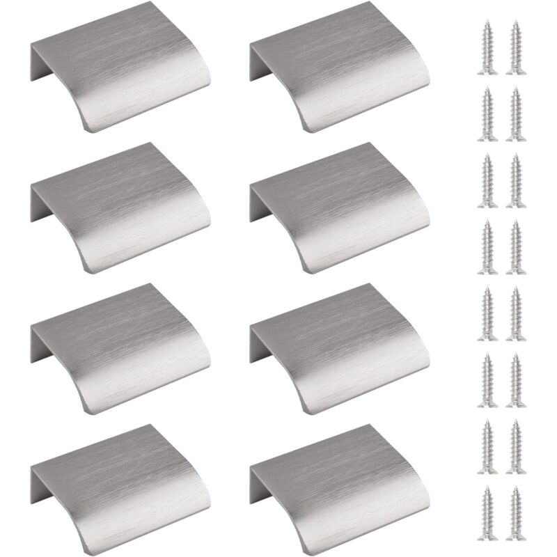 8-teiliger Seitengriff, Unsichtbarer Griff, Moderner Schubladengriff, Möbelbeschläge Aus Aluminiumlegierung, Schubladengriff, 50 Mm / Gebürstetes Nickel
