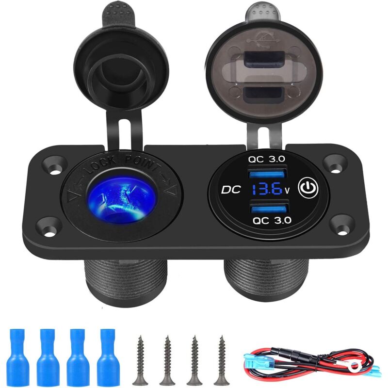 Qc3.0 Usb-autoladegerät 12v/24v Zigarettenanzünder-steckdose Mit Touch-schalter Und Wasserdichter Schneller Usb-ladebuchse Für Auto Und Boot